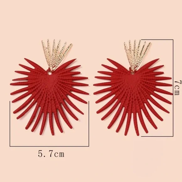 Bold Red and Gold Statement Earrings - Picture 4 of 7